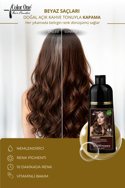 Color One Hair Powder Açık Kahve (Light Brown) Saç Şampuanı 4.0 | 300 ML & Ton Etkisi