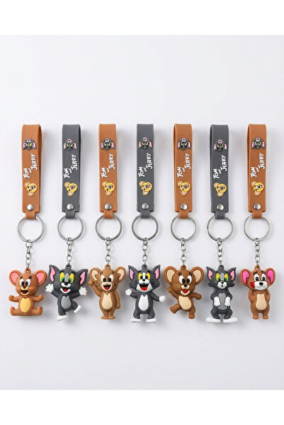 Beksy Accessory Tom ve Jerry Temalı Sevimli Kedi ve Fare Figürlü İkili Anahta...