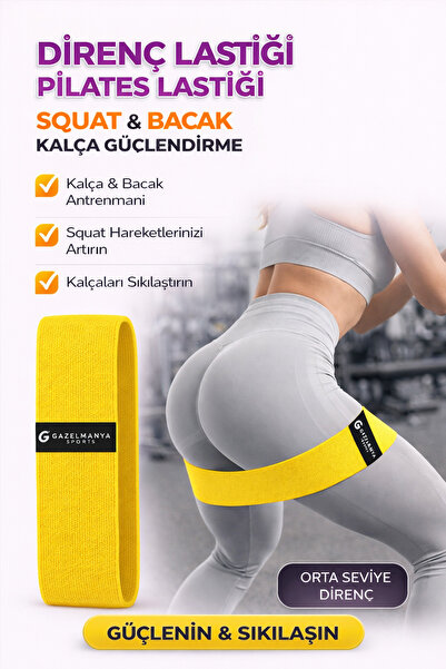 GAZELMANYA Pilates Lastiği Squad Bandı Orta Sert Squat Bant Fitness Kalça Egz...