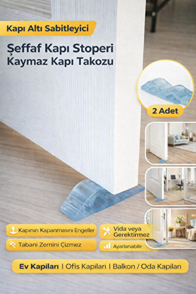 Hayveys 2 Adet Kapı Altı Sabitleyici Şeffaf Kapı Stoperi Kaymaz Kapı Takozu R...