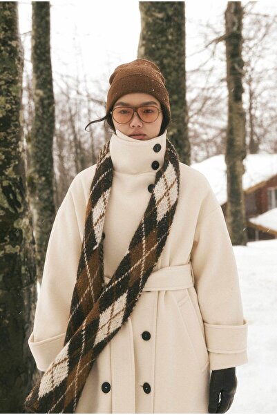 HEQA Funnel Neck Long Coat Ecru