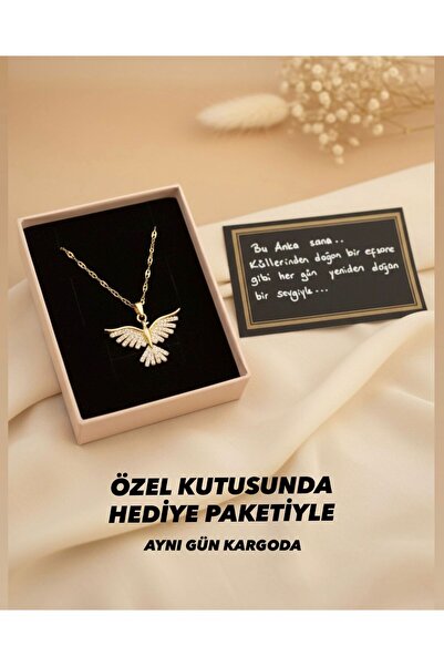 BEREN KILIÇ Gold Anka Kolye Çelik Kolye Hediye Kolye Arkadaşa Sevgiliye Hediy...