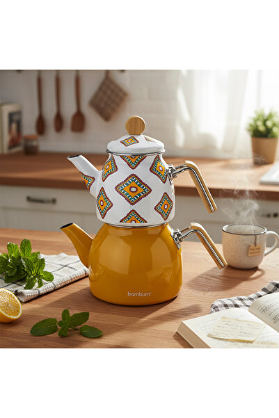 Bambum طقم إبريق شاي يونيك المعتمد بلون الخردل