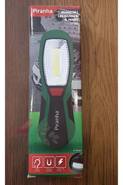 Piranha 21105 Mıknatıslı LED Işıldak & El Feneri | 360° Dönen Kanca | Kamp & Acil Aydınlatma