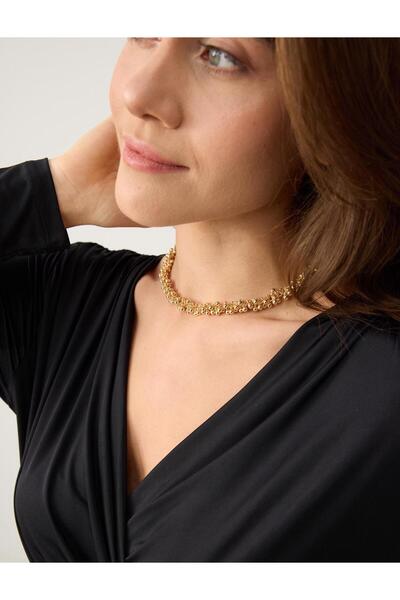 Jimmy Key Altın Rengi Çoklu Metal Top Detaylı Parlak Kolye