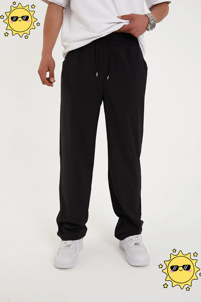 Pavotti Ανδρικό καλοκαιρινό φαρδύ παντελόνι με ελαστική μέση από ύφασμα αλεξί...