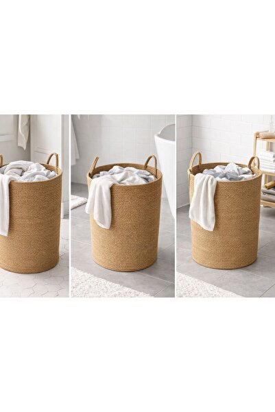 BEVEZ HOME Çok Amaçlı Hasır Sepet, Banyo Sepeti, Dekor Sepet, Havlu Sepeti 36x40