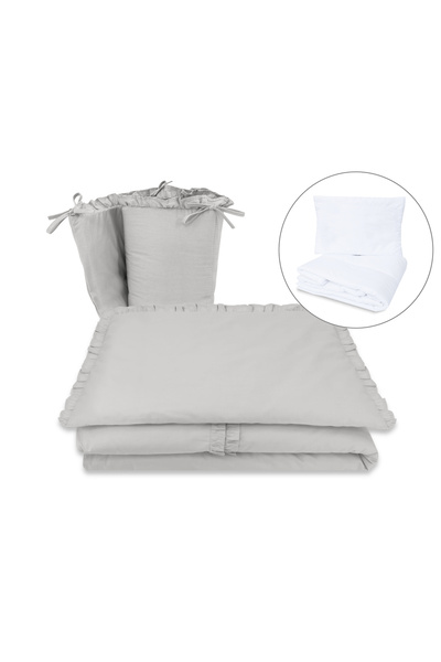 MimiNu Lenjerie patut cu 5 piese, MimiNu, Pentru patut 120x60 cm, Cu volanase...