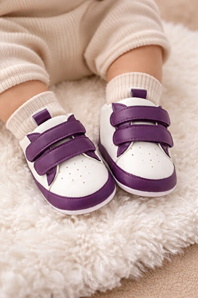 Kiçi Mor Düz Şık Konforlu Cırtlı Rahat Taban İlk Adım Ayyakkabısı