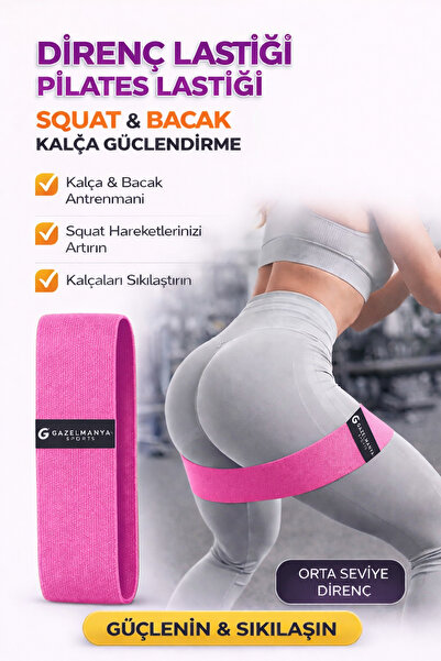 GAZELMANYA Pilates Lastiği Squad Bandı Orta Sert Squat Bant Fitness Kalça Egz...