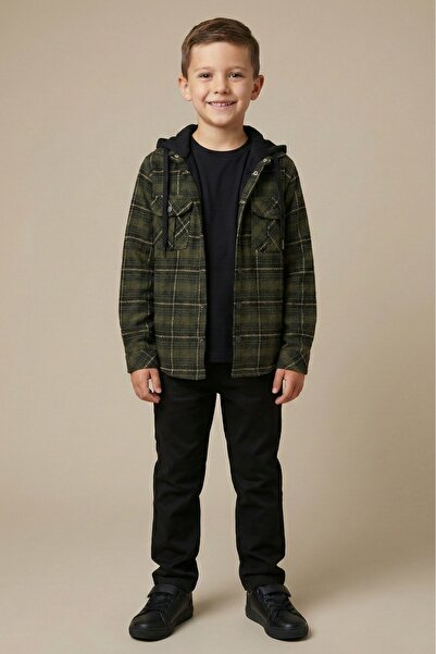 Mutlu Kids Mutlu Kapüşonlu Kürk Astarlı Erkek Çocuk Gömlek