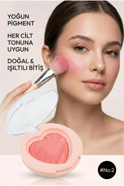 MUJGAN Tekli Kalp Şekilli Yoğun Pigmentli Blusher Allık NO:2
