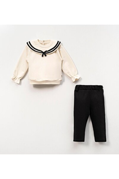 Lolons Yakalı Biye Aksesuarlı Kız Bebek İkili Takım