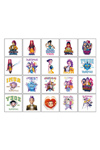Hasbro 20pcs Kpop Demon Movie Hunters Temporary Tattoos Removable Tattoo Stic...