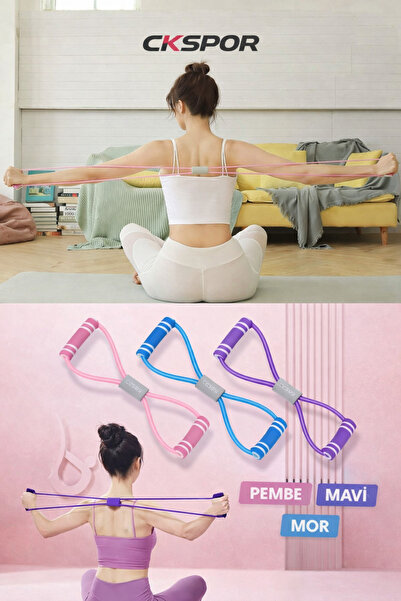 CKSpor Sünger Saplı Direnç Lastiği Pilates Egzersiz Vücut Şekillendirici Direnç Lastiği