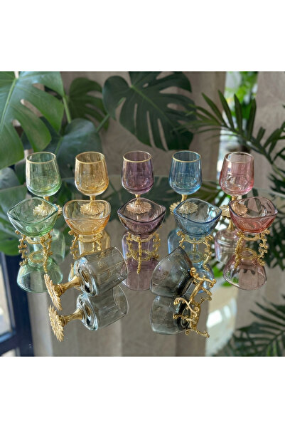 Elta Collection 12 قطعة من جانب القهوة الملونة، 6 أكواب ماء و6 أوعية البهجة ا...