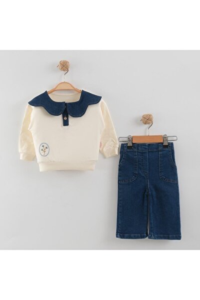 Lolons Kız Bebek Kot Yakalı İkili Takım