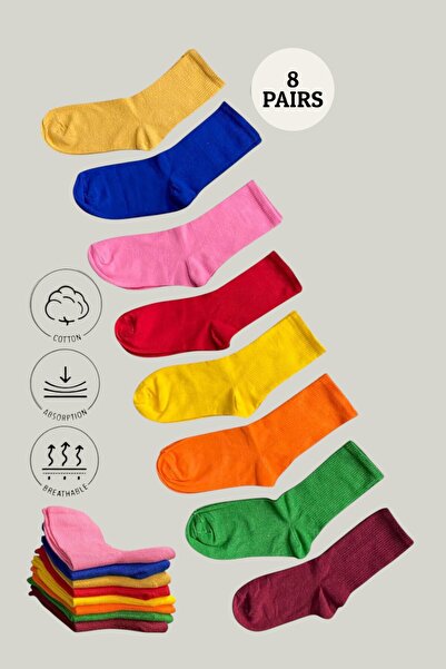 İbrahim Berk 8-Pack Unisex Cotton Sports Socks – Women & Men, Colorful