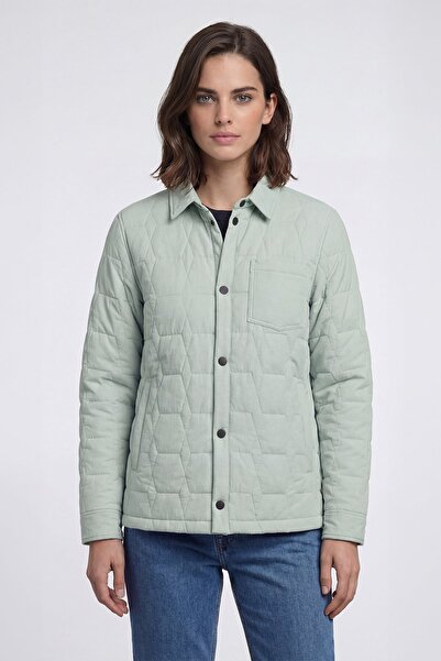 Sabri Özel Giotelli Yeşil Regular Fit Gömlek Yaka Desenli Mont Ceket