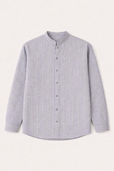 Valiberta Ανδρικό πουκάμισο με ριγέ μουσελίνα Half Placket - Μαύρο