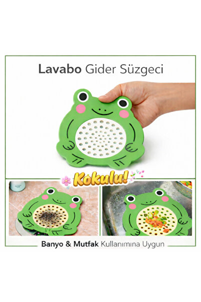 Hayveys Sevimli Kurbağa Süzgeçli Kokulu Banyo,Mutfak,Lavabo Gider Kapatıcı Ka...