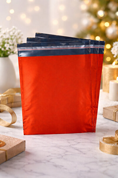 Ambalaj Evi Κόκκινο Μεταλλικό Αυτοκόλλητο Πακέτο Δώρου 30x45 εκ. 50 τεμάχια