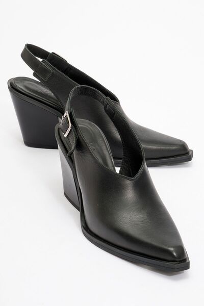 Zeynep Sıradağlı Vales Kadın Hakiki Deri Western Sandalet Siyah