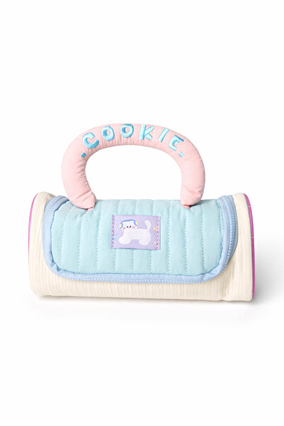 Ecrou Cutie orizontală pentru creioane cu broderie Cookie, albastră