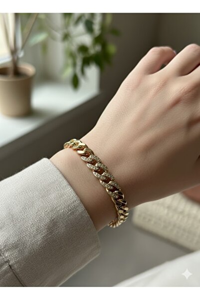 Store Xuping 14 Ayar Altın Kaplama Taşlı Gurmet Zincir Bileklik 18 cm