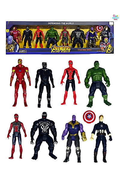 Brother Toys Avenger 8li 16 Cm. Işıklı Süper Kahramanlar Set Spiderman Hulk V...