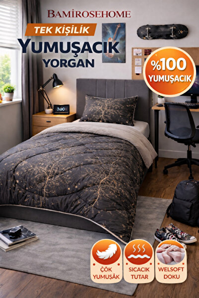 BAMİROSE DİAMOND LÜX WELLSOFT TEK KİŞİLİK ÇİFT TARAFLI YORGAN + YASTIK KILIFI...