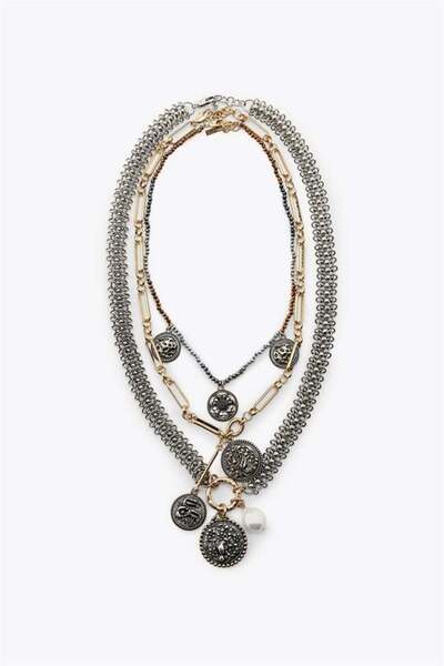 Royaleks قلادة سلسلة ميدالية ثلاثية - متعددة الألوان