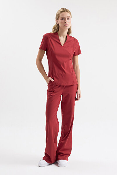 Rhow Chicago Beli Lastikli Kırmızı Scrubs Pantolon