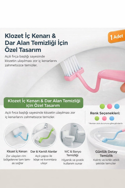 Hayveys Mini Klozet Fırçası V Şekilli Tuvalet ince Dip Temizlik Fırça