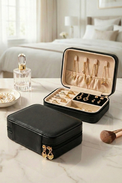 Morlay Luxury Large Size Jewelry Bag with Earring Holder, Velvet Interior Com...