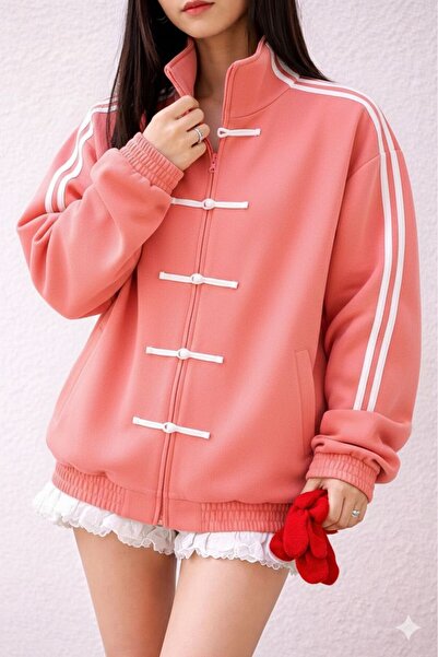 ARS Butik Retro Side Stripe and Tie Button Detail Seasonal Jacket