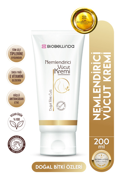 BioBellinda Nemlendirici Vücut Kremi Onarıcı Gliserin-Shea Yağı Içerikli 200 ml