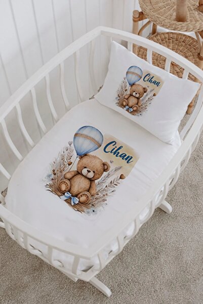 Lilabio İsme Özel %100 Pamuk Park Yatak Çarşaf Seti (100X120) Ayıcık