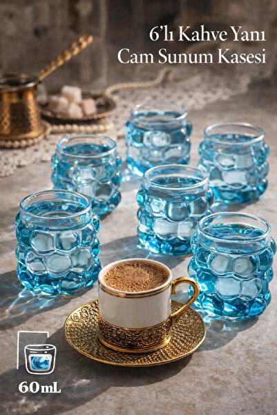 Berdina Home 6'lı Mini Boncuk Şekilli Bardak Kahve Sunum Bardağı Isıya Dayanı...