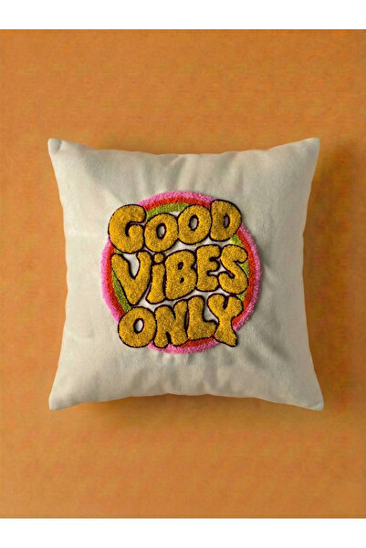 rellhome Good Vibes Only Written Patterned Design Punch Throw Pillow Cover