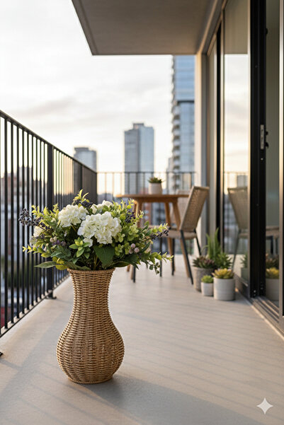 Funny Life Doğal Rattan Dekoratif Vazo - Dekoratif obje