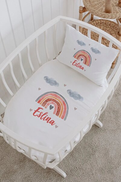 Lilabio İsme Özel %100 Pamuk Park Yatak Çarşaf Seti (100X120) Gökkuşağı