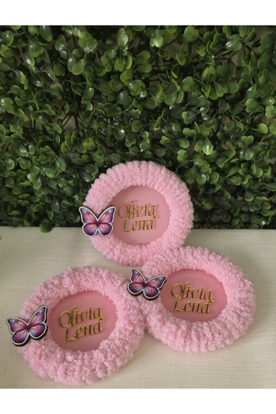 Nes Stylee Kız bebek pembe magnet kelebek figürlü peluş 5 adet