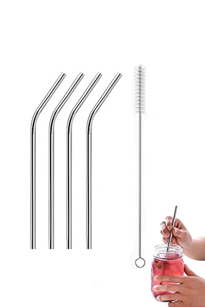 MAROKEN Metal Straws and Cleaning Brush Restaurant Cafe Bar Stainless Steel S...