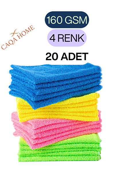 CAQA HOME 20'li Karışık Renk 40x40 Cm Mikrofiber Mutfak Ve Genel Temizlik Bez...
