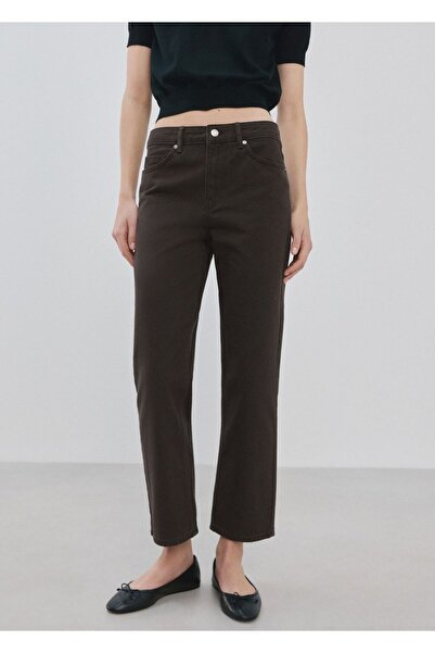 MANGO Woman Orta bel düz kesim jean