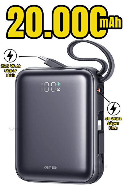 Wyze 20.000 Mah 45 WATT PD Hızlı Kablolu Taşınabilir Powerbank (Şarj Cihazlar...
