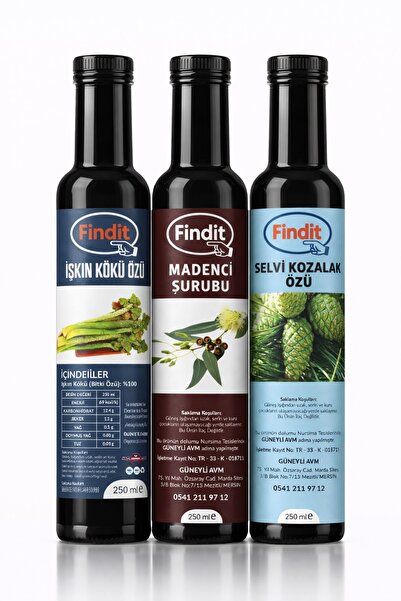 Findit Doğanın Özleri Serisi-Işkın Kökü Özü-Madenci Şurubu-Kozalak Özü