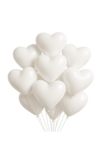 Flippy Set 10 Baloane Inima Alb, 25 cm