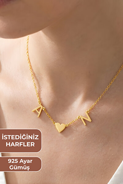 ZOLESSA Kadın Kişiye Özel 2 Harfli ve Kalpli Kolye Anlamlı 14 Ayar Altın Kapl...